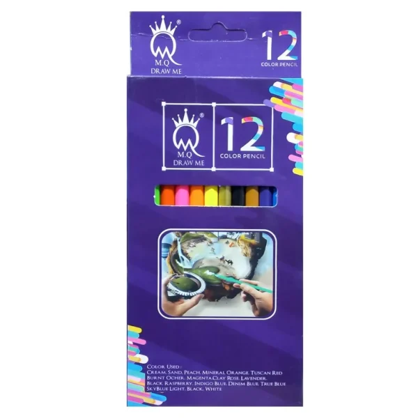مداد رنگی 12 رنگ جعبه مقوایی ام کیو M.Q